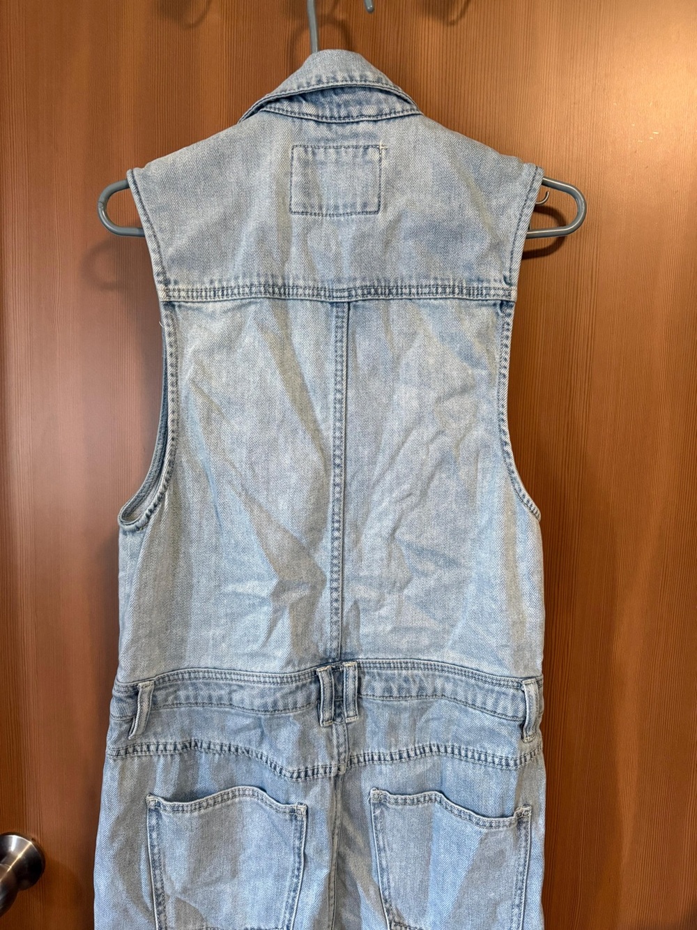 Free People - We The Free Blue Fast Car Sleeveless Denim Utility Jumpsuit Sz: S - Picture 10 of 12